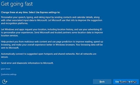 Windows 10 설치 중 개인 정보 설정을 직접 구성하는 방법
