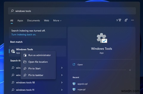 Windows 11에서 Windows 도구(Windows Tools) 바로 가기 만드는 방법 총정리
