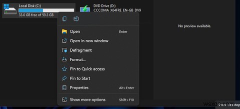 Windows 11 우클릭 메뉴에 디스크 조각 모음 바로 가기 추가하는 방법