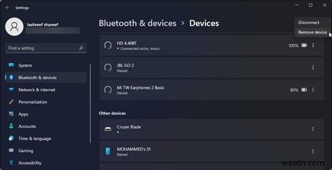 Windows 11에서 블루투스 기기 이름 바꾸는 방법
