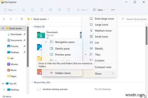Windows 11에서 숨겨진 파일 및 폴더를 표시하는 방법