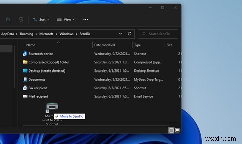 Windows 11  보내기  메뉴에 새 바로 가기 추가하는 방법