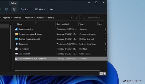 Windows 11  보내기  메뉴에 새 바로 가기 추가하는 방법