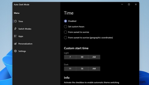 Windows 11에서 다크 모드·라이트 모드 전환 시간을 예약하는 방법