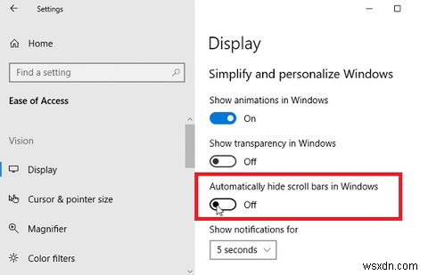 Windows 스토어 앱에서 스크롤바를 항상 표시하는 방법