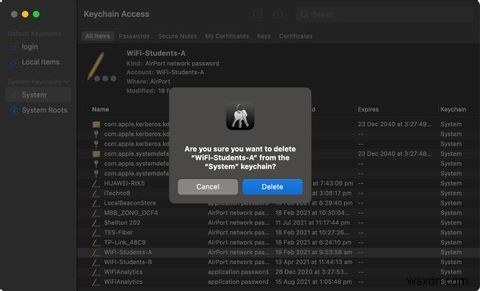 macOS 키체인 접근에서 암호를 삭제하는 방법