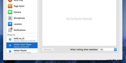 맥(Mac)에서 Adobe Flash Player 차단 해제하는 방법