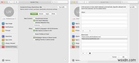 Mac 스크린 타임으로 자녀의 콘텐츠 및 사용 시간 제한 설정하는 방법