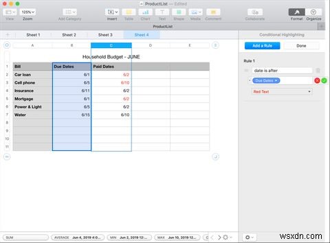 Mac의 Numbers에서 조건부 강조(Conditional Highlighting) 활용법: 데이터 유형별 설정 방법 총정리