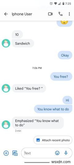 안드로이드 스마트폰에서 아이폰 iMessage 반응(리액션) 확인하는 방법