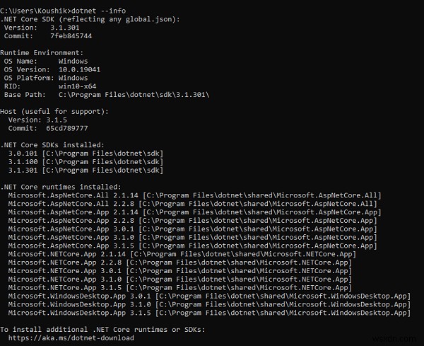 C# .NET Core 설치 여부 확인하는 방법 총정리