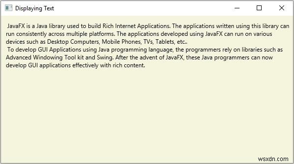 JavaFX에서 텍스트 노드(Text Node)를 만들고 화면에 표시하는 방법