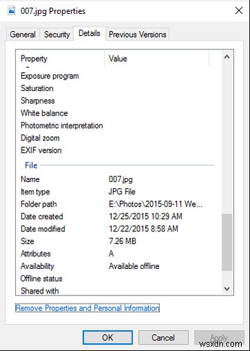 Windows 10에서 사진의 위치 데이터(EXIF) 제거하는 방법