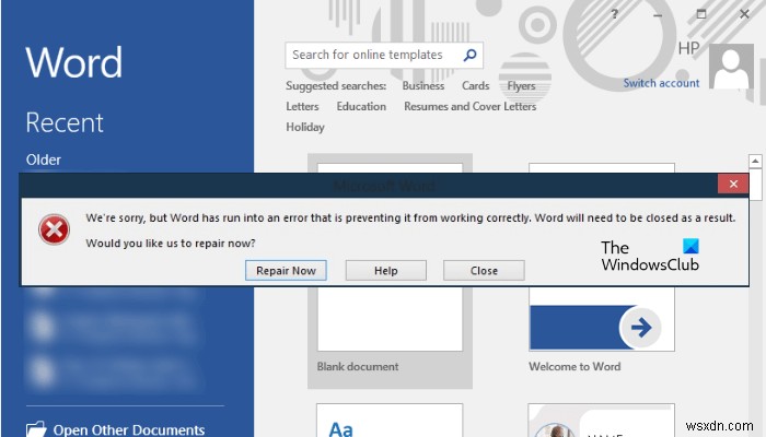 Word, Excel, PowerPoint  오류가 발생하여 정상적으로 작동할 수 없습니다  문제 해결 방법