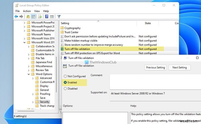 Word, Excel, PowerPoint에서 파일 유효성 검사 켜고 끄는 방법