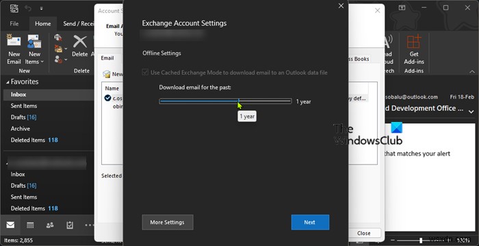 Outlook에서  Microsoft Exchange에서 더 보기  하이퍼링크가 사라졌을 때 해결 방법