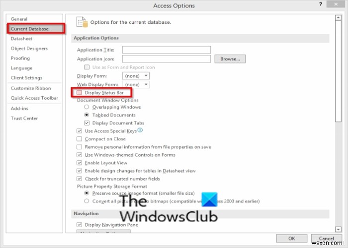 Microsoft Access에서 상태 표시줄 표시 또는 숨기는 방법