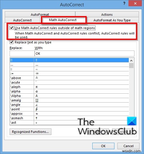 Microsoft Word에서 수학 자동 고침(Math AutoCorrect) 활성화하는 방법