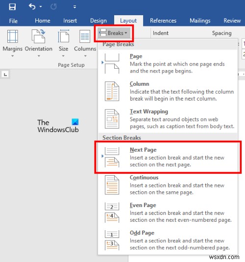 Microsoft Word에서 특정 페이지에만 머리글과 바닥글 삽입하는 방법
