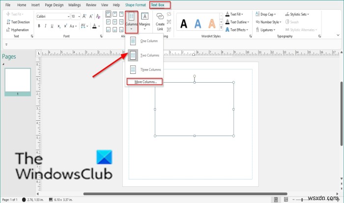Microsoft Publisher 텍스트 상자에 열 추가 및 제거하는 방법