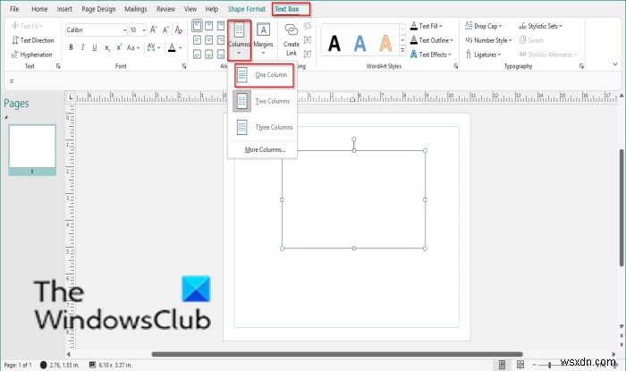 Microsoft Publisher 텍스트 상자에 열 추가 및 제거하는 방법