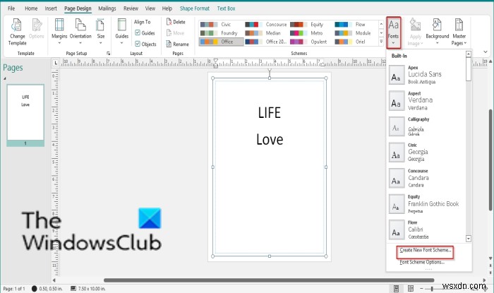 Microsoft Publisher에서 글꼴 구성표(Font Scheme)를 적용하고 관리하는 방법