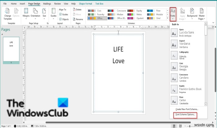 Microsoft Publisher에서 글꼴 구성표(Font Scheme)를 적용하고 관리하는 방법