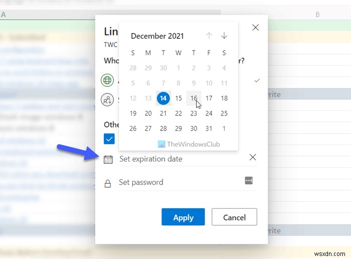 Excel Online에서 파일 공유 시 만료 날짜와 암호 설정하는 방법