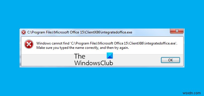Windows에서 Office 설치 중 IntegratedOffice.exe를 찾을 수 없음 오류 해결 방법