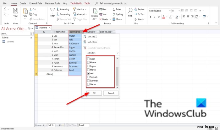 Microsoft Access에서 레코드를 정렬하고 필터링하는 방법