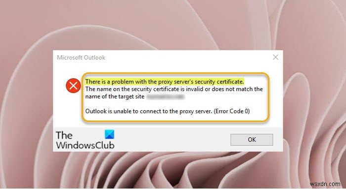Outlook 프록시 서버의 보안 인증서에 문제가 있습니다 오류 해결 방법