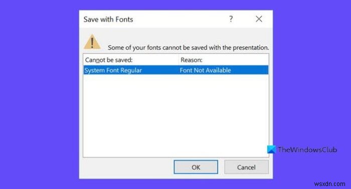 PowerPoint에서 일부 글꼴을 프레젠테이션과 함께 저장할 수 없습니다 오류 해결 방법