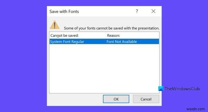 PowerPoint에서 일부 글꼴을 프레젠테이션과 함께 저장할 수 없습니다 오류 해결 방법