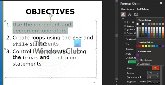 PowerPoint 슬라이드에 다중 색상 텍스트 추가하는 방법
