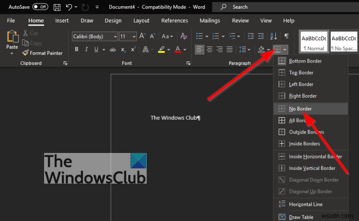 Microsoft Word에서 수평선이 자동으로 생성되지 않도록 설정하는 방법