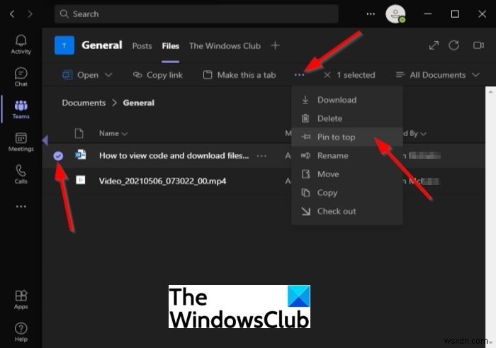 Microsoft Teams에서 파일을 맨 위에 고정하는 방법