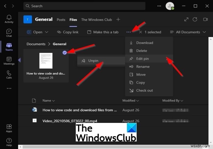 Microsoft Teams에서 파일을 맨 위에 고정하는 방법