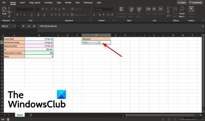 Microsoft Excel DISC 함수 사용법 총정리: 유가증권 할인율 계산하기