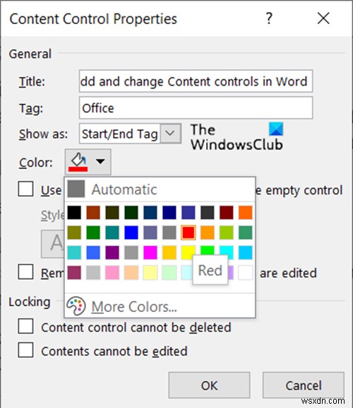 Microsoft Word에서 콘텐츠 컨트롤 추가 및 변경하는 방법
