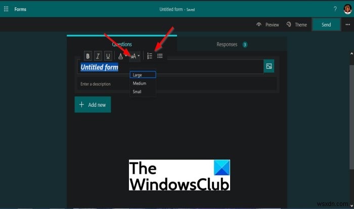 Microsoft Forms에서 텍스트 서식 지정하는 방법 총정리