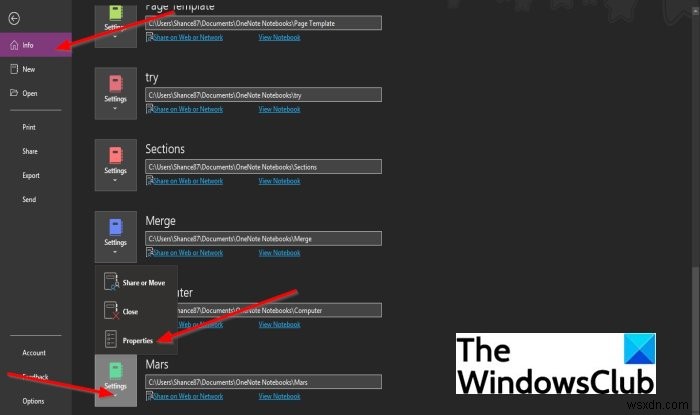 OneNote 전자 필기장 이름, 색상, 위치 변경하는 방법