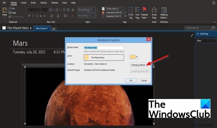 OneNote 전자 필기장 이름, 색상, 위치 변경하는 방법