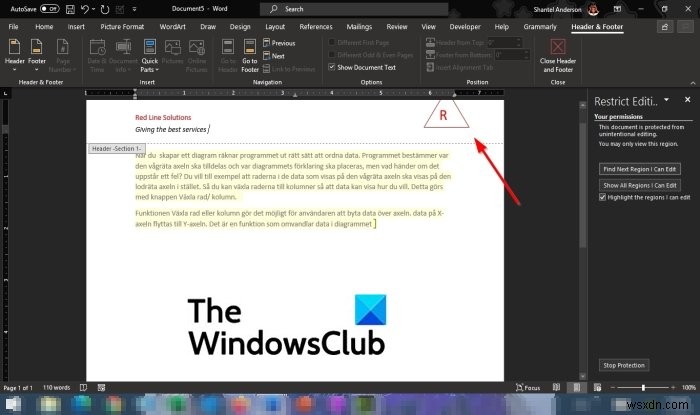 Microsoft Word에서 머리글과 바닥글을 잠그고 보호하는 방법