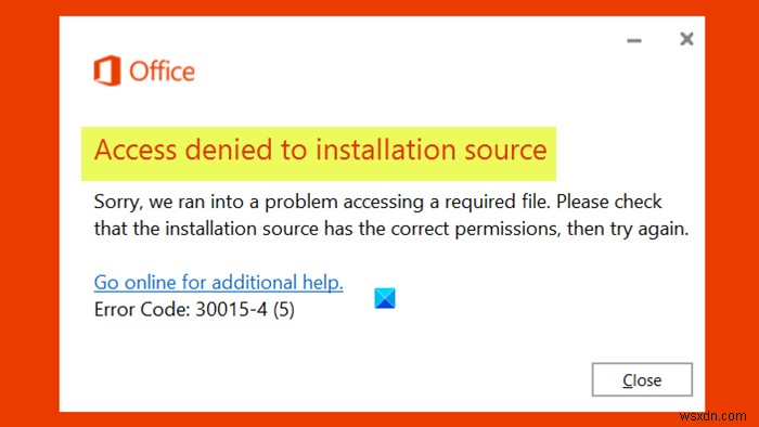 Microsoft Office 설치 원본 액세스 거부 오류 해결 방법