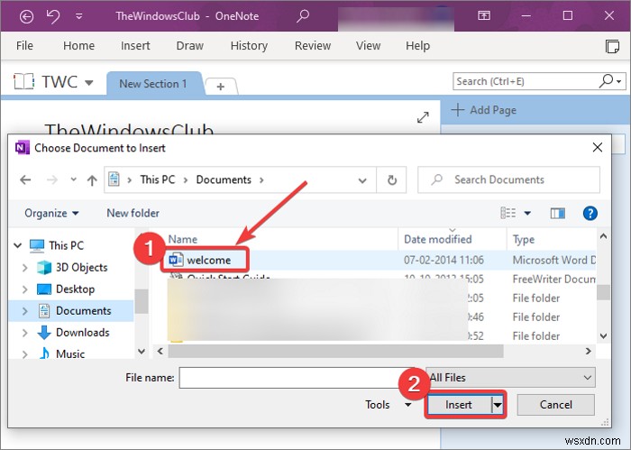 원노트(OneNote) 노트에 워드(Word) 문서 삽입하는 방법