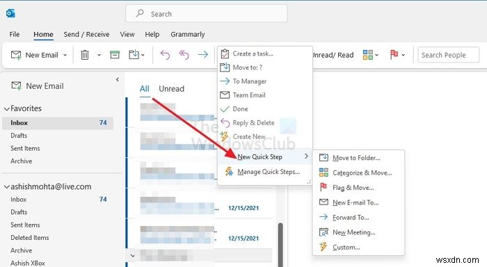 아웃룩(Outlook) 빠른 단계(Quick Steps) 만들기 및 관리하는 방법