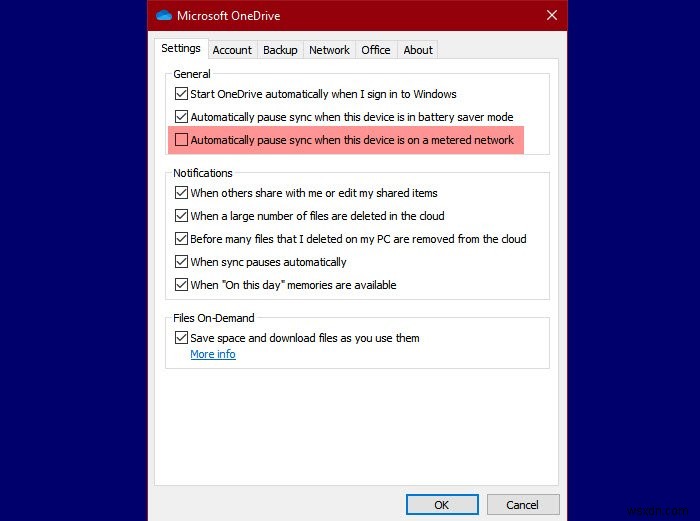 요금제 네트워크 연결 시 OneDrive 동기화 일시 중지 또는 재개하는 방법