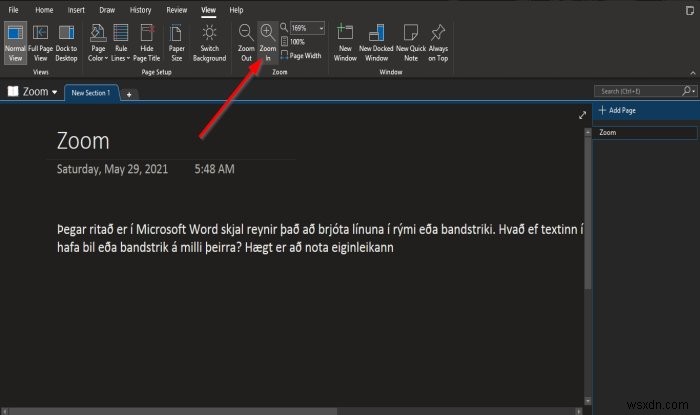 Windows 11/10 OneNote에서 화면 확대 및 축소하는 방법