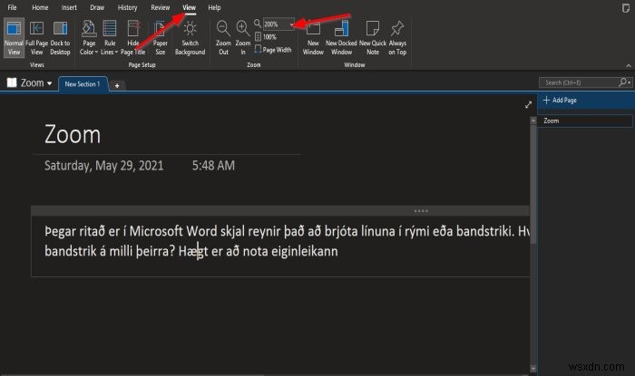 Windows 11/10 OneNote에서 화면 확대 및 축소하는 방법