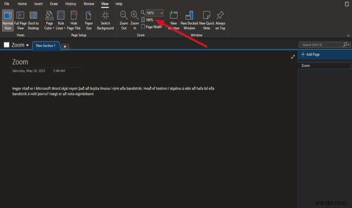Windows 11/10 OneNote에서 화면 확대 및 축소하는 방법